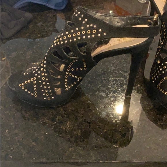 Open toe Suede Black studded bootie - Picture 3 of 5